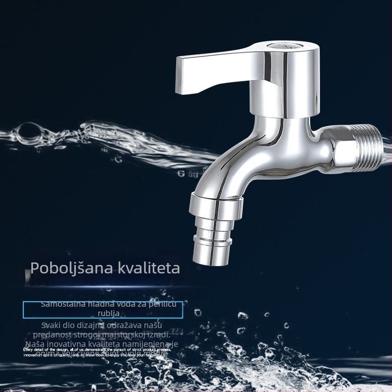 Ugradni zidni slavine za perilicu rublja, cinkova legura, LF3060, hladna voda, zidna montaža, keramičko srce ventila, otvaranje pomoću ključa