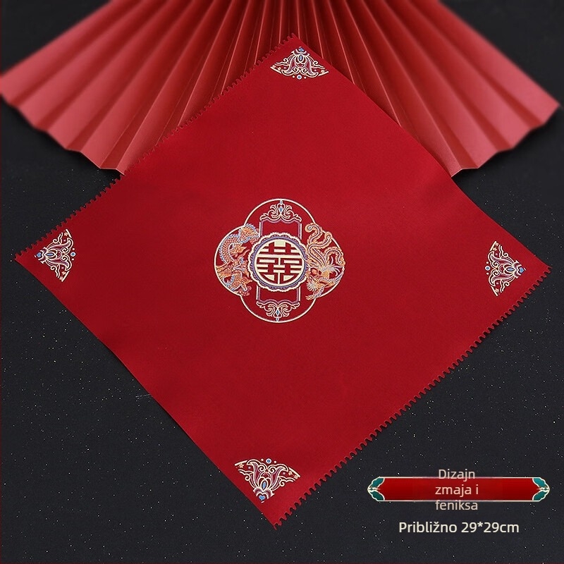 Vjenčana maramicu za nevjestu s motivom zmaj i feniks, kvadratna maramica