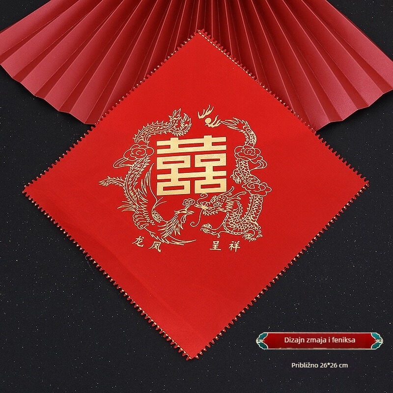 Vjenčana maramicu za nevjestu s motivom zmaj i feniks, kvadratna maramica