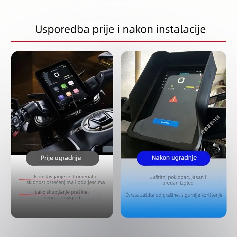 Poklopac instrument ploče za motocikl CF 800NK, okvir zaslonskog TFT-a s zaštitnim filmom, marka LISM — otporan na vjetar i prašinu, prilagodljiv.