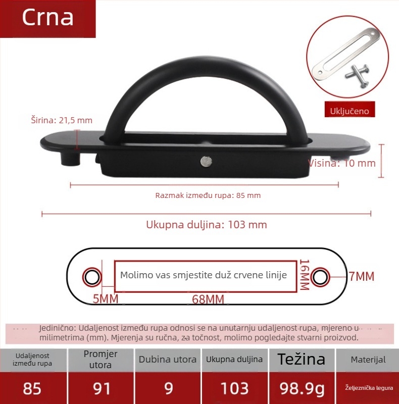 Tatami skrivena ručka za vrata i ladice ormarića, aluminijska legura, elektroplating, moderni minimalistički stil