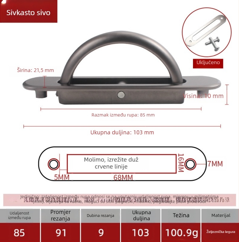 Tatami skrivena ručka za vrata i ladice ormarića, aluminijska legura, elektroplating, moderni minimalistički stil