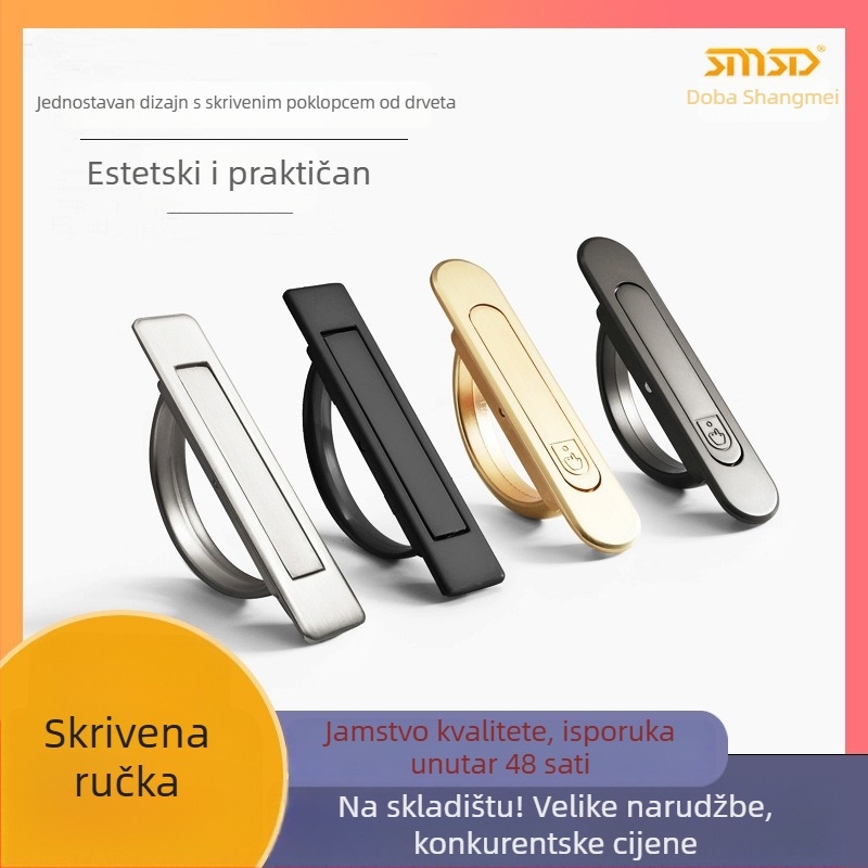 Tatami skrivena ručka za vrata i ladice ormarića, aluminijska legura, elektroplating, moderni minimalistički stil