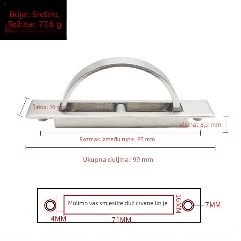 Tatami skrivena ručka za vrata i ladice ormarića, aluminijska legura, elektroplating, moderni minimalistički stil