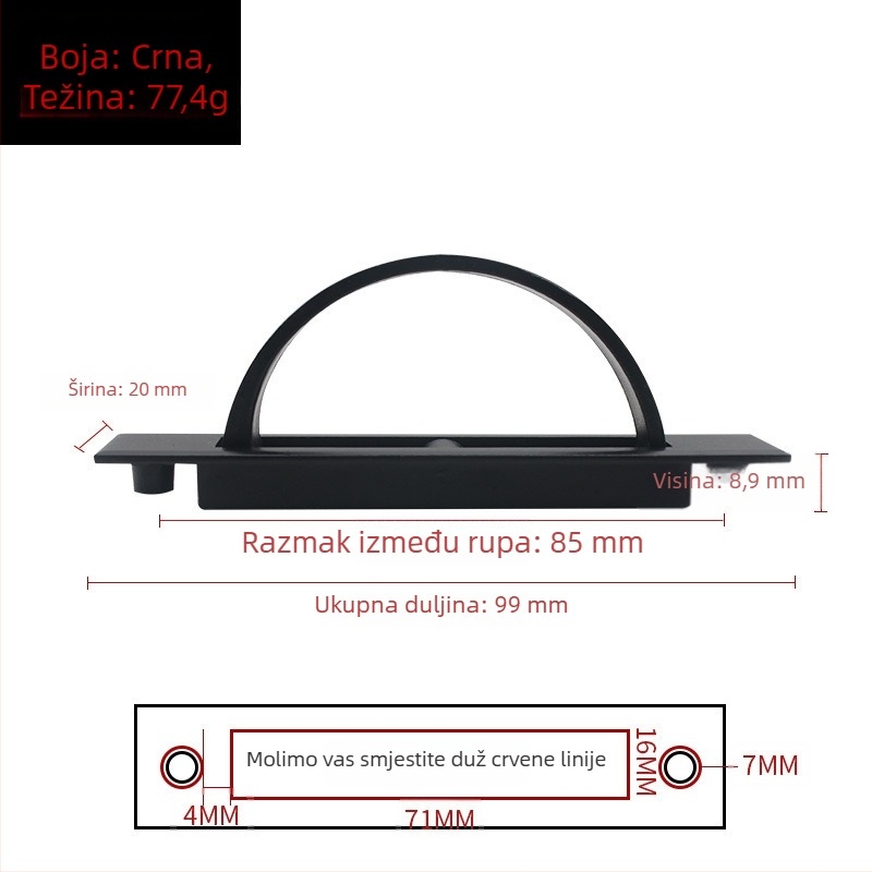 Tatami skrivena ručka za vrata i ladice ormarića, aluminijska legura, elektroplating, moderni minimalistički stil