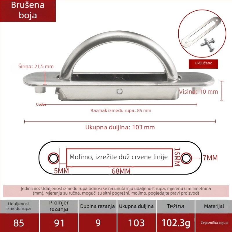 Tatami skrivena ručka za vrata i ladice ormarića, aluminijska legura, elektroplating, moderni minimalistički stil