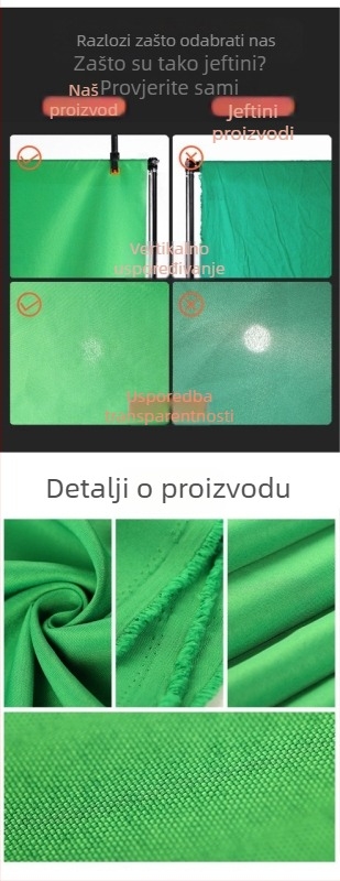 Pozadinska tkanina za fotografiju - Zeleno pozadinsko platno, Materijal: karbonsko vlakno, Univerzalna kompatibilnost, Marka: Zadana opcija