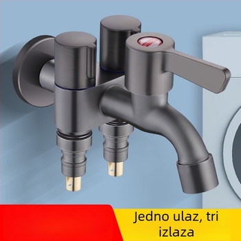 Nehrđajući čelični dijelitelj vode s 1 ulazom i 3 izlaza, ugradbeni u stijenu, keramičko jezgro ventila, promjer cijevi ulaza/izlaza 4 točke, model 6239