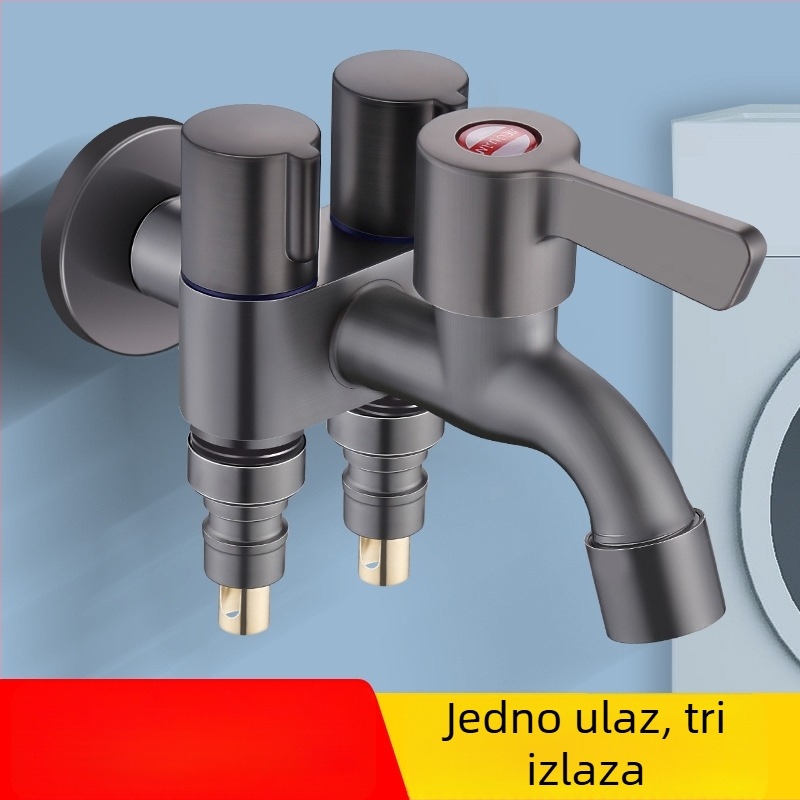 Nehrđajući čelični dijelitelj vode s 1 ulazom i 3 izlaza, ugradbeni u stijenu, keramičko jezgro ventila, promjer cijevi ulaza/izlaza 4 točke, model 6239