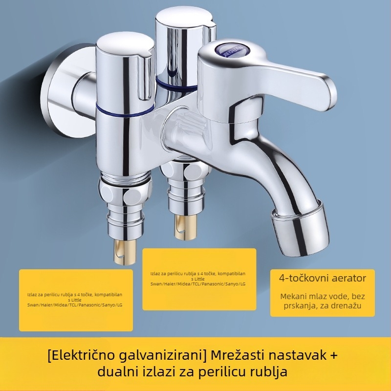 Nehrđajući čelični dijelitelj vode s 1 ulazom i 3 izlaza, ugradbeni u stijenu, keramičko jezgro ventila, promjer cijevi ulaza/izlaza 4 točke, model 6239