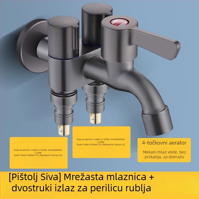 Nehrđajući čelični dijelitelj vode s 1 ulazom i 3 izlaza, ugradbeni u stijenu, keramičko jezgro ventila, promjer cijevi ulaza/izlaza 4 točke, model 6239