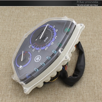 Sastav instrument ploče za Linhai C8 motocikl — odometar i brzomjer, prekidač paljenja, indikatori, rasvjeta instrumenta, model C8, marka Mogelon