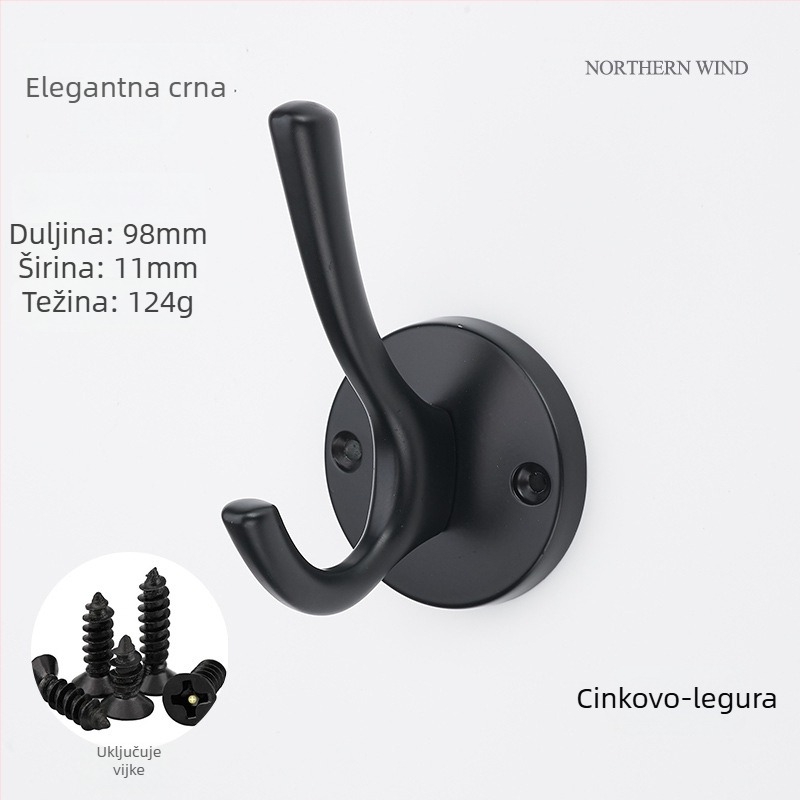 OCARI vješalica za odjeću 02 – cinkova legura, elektroplatiranje, zidna vješalica za garderobu, moderan minimalistički stil