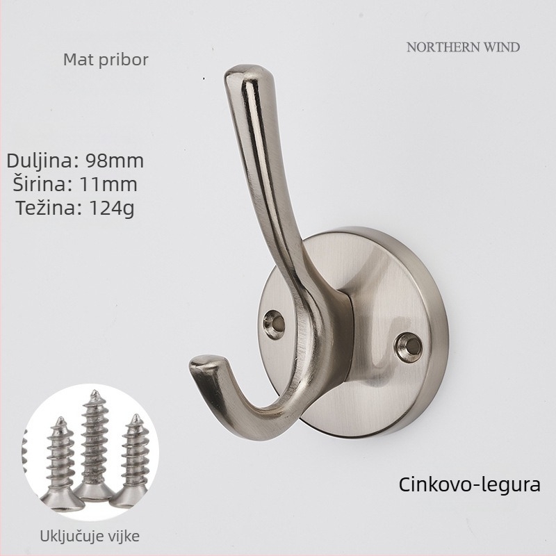 OCARI vješalica za odjeću 02 – cinkova legura, elektroplatiranje, zidna vješalica za garderobu, moderan minimalistički stil