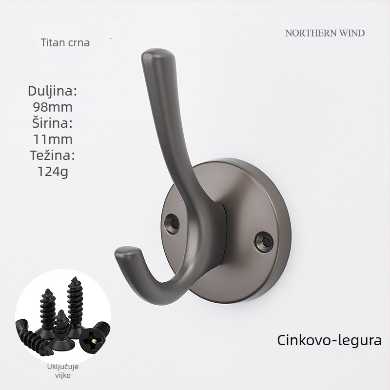 OCARI vješalica za odjeću 02 – cinkova legura, elektroplatiranje, zidna vješalica za garderobu, moderan minimalistički stil