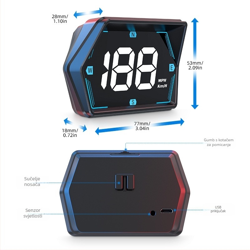 G20 automobilski HUD zaslon s Beidou GPS-om, univerzalno za sva vozila, HD zaslon, napajanje iz utičnice