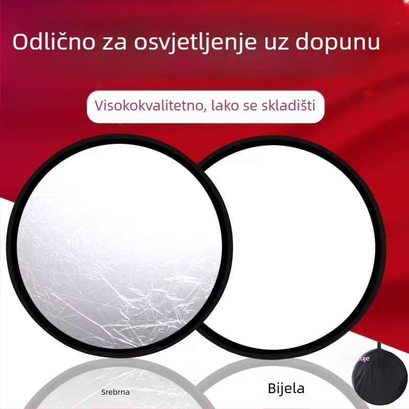 Pozadinska ploča za fotografiranje, sklopiva i prijenosna; materijal: poliester tafta; težina 0,2 kg; uključuje torbu za pohranu