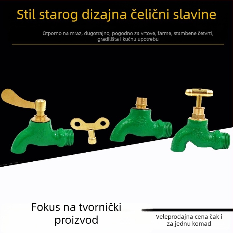 Lijevani kuhinjski slavina s navojem, otvaranje ključem, 0-80°C, 1,6 MPa