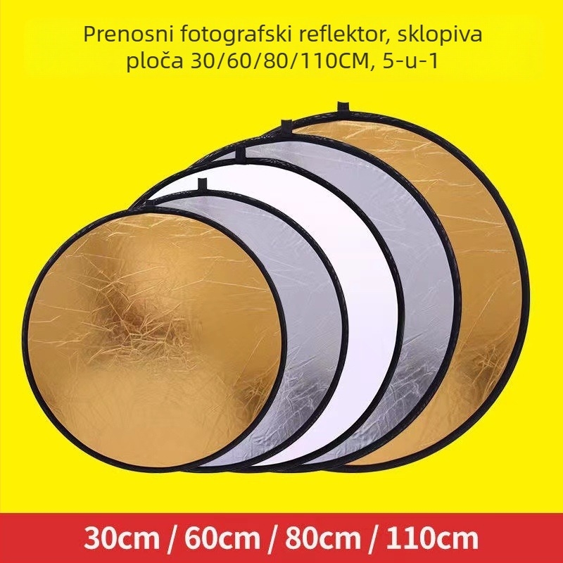 Prijenosni foto reflektor 5-u-1, Oxford tkanina, težina 0,4 kg, uključuje torbicu za nošenje i pozadinsku ploču
