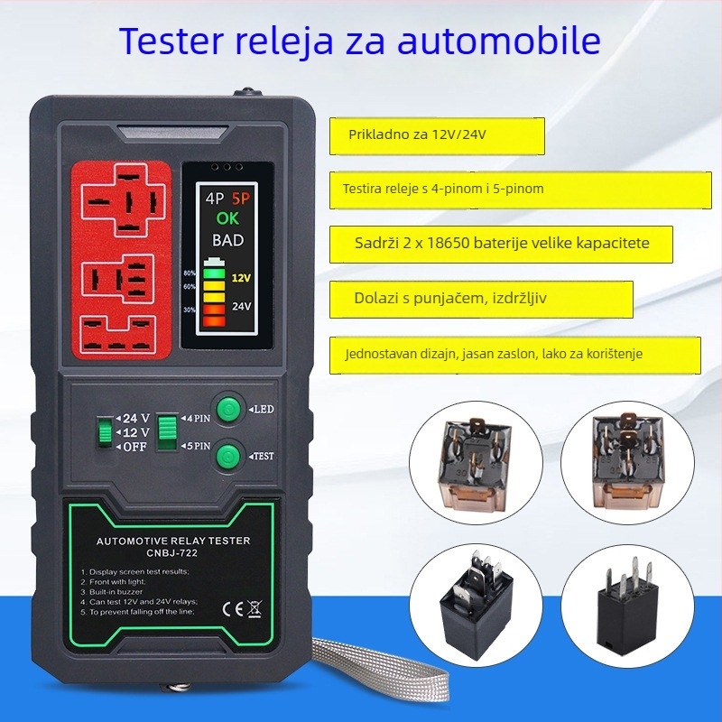Auto detektor kvara, detektor releja za automobile, 8V napajanje, raspon temperature -20 do 50 °C, model Relay detector 12V24V