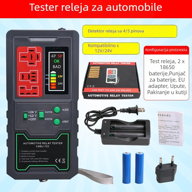 Auto detektor kvara, detektor releja za automobile, 8V napajanje, raspon temperature -20 do 50 °C, model Relay detector 12V24V