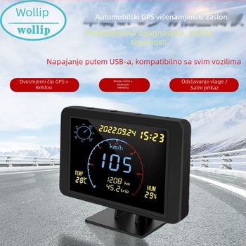 Wollip W01 GPS Beidou mjerač brzine i prijeđenih kilometara, opća namjena, USB napajanje, HUD više-funkcijski, kompatibilan sa svim modelima