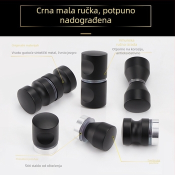 Drška za vrata od bezokvirnih staklenih vrata; visoka gustoća metala; mat završna obrada; pogodna za kupaonice, staklene ormariće i klizna vrata; moderan minimalistički stil