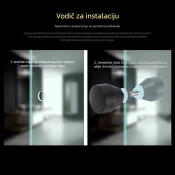 Drška za vrata od bezokvirnih staklenih vrata; visoka gustoća metala; mat završna obrada; pogodna za kupaonice, staklene ormariće i klizna vrata; moderan minimalistički stil