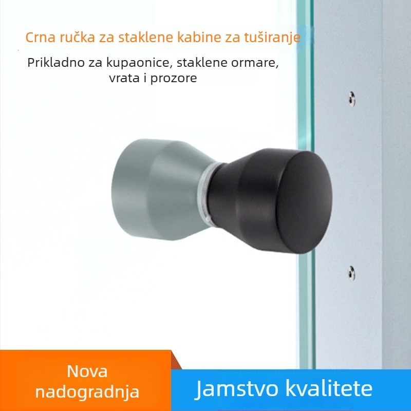 Drška za vrata od bezokvirnih staklenih vrata; visoka gustoća metala; mat završna obrada; pogodna za kupaonice, staklene ormariće i klizna vrata; moderan minimalistički stil