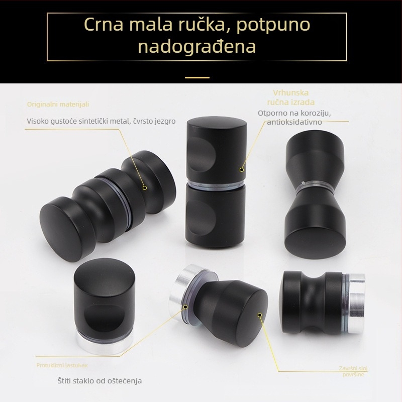 Drška za vrata od bezokvirnih staklenih vrata; visoka gustoća metala; mat završna obrada; pogodna za kupaonice, staklene ormariće i klizna vrata; moderan minimalistički stil