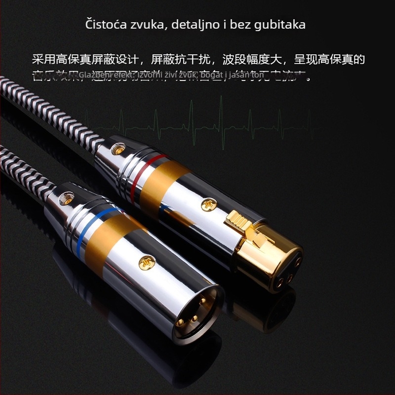 YYAUDIO izbalansirani audio kabel, četiri jezgre od srebro-platnog bakra, XLR muški–ženski, za mikser i zvučnik, ekraniran, duljina 2 m