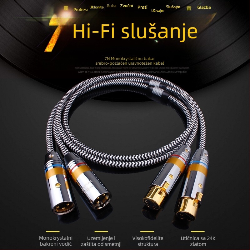 YYAUDIO izbalansirani audio kabel, četiri jezgre od srebro-platnog bakra, XLR muški–ženski, za mikser i zvučnik, ekraniran, duljina 2 m
