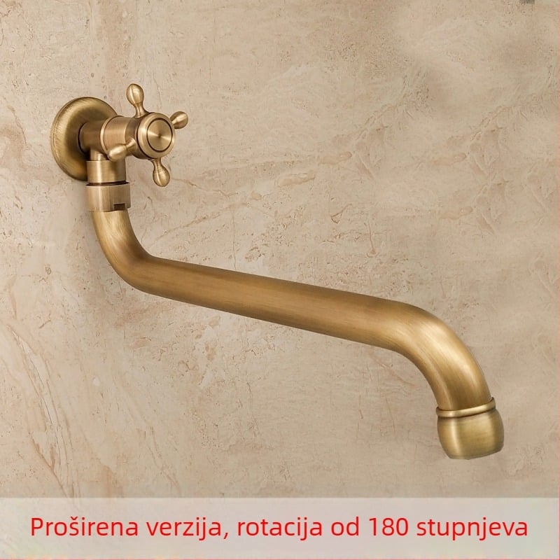 Zidna slavina za hladnu vodu, s antik završnim premazom, bakar, rotirajući keramički jezgreni ventil, 0–100°C