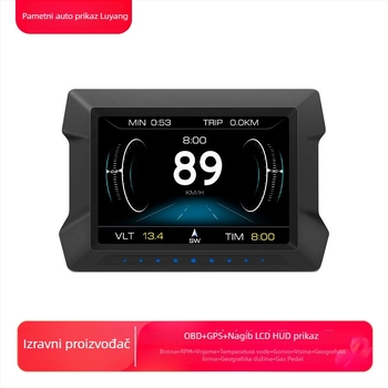 Luyang Intelligence LCD Head-Up Display za automobil — model P22, HD rezolucija, napajanje putem OBD sučelja, ulaz OBD+GPS Beidou, kućište ABS/PC