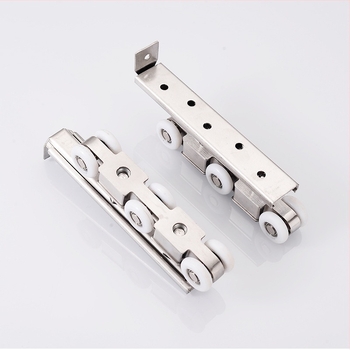 Rola za klizna vrata od nehrđajućeg čelika i najlonsko ležaj; tih i glatki rad; nosivost 45–75 kg; modeli: 4 kotačića, 6 kotačića dvostruke šipke, 8 kotačića jedne/dvostruke šipke, 12 kotačića dvostruke šipke; moderan i jednostavan dizajn; OEM logo