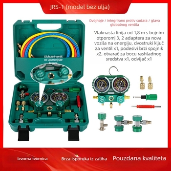 Autoklima uređaj rashladni plin, dvostruki manometar, model JRS-1, bez ulja, kompatibilan s R134A/R22/R410