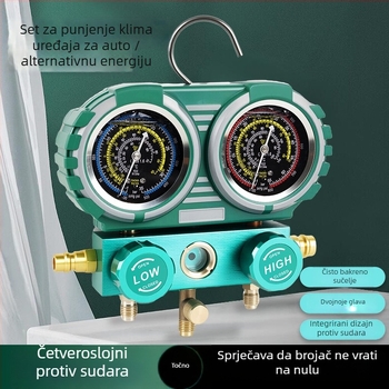 Autoklima uređaj rashladni plin, dvostruki manometar, model JRS-1, bez ulja, kompatibilan s R134A/R22/R410