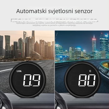 Automobilski HUD Head-Up Display – OBD II instrument, brzina, potrošnja goriva i temperatura vode – Model B1, ABS+PC, USB napajanje
