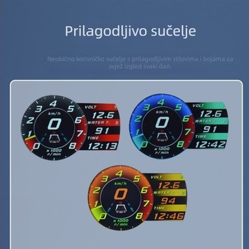 Magician OBD LCD mjerač automobila — LED zaslon, 12V, RPM, temperatura vode, brzina vozila