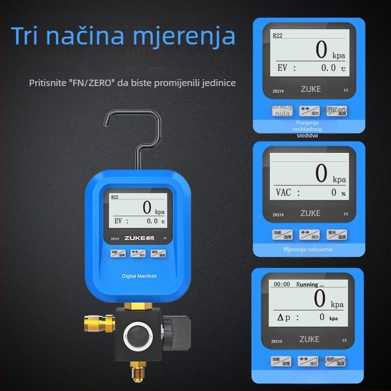Zoke zk-519 digitalni manometar za automobilsku klimatizaciju, punjenje rashladnog sredstva