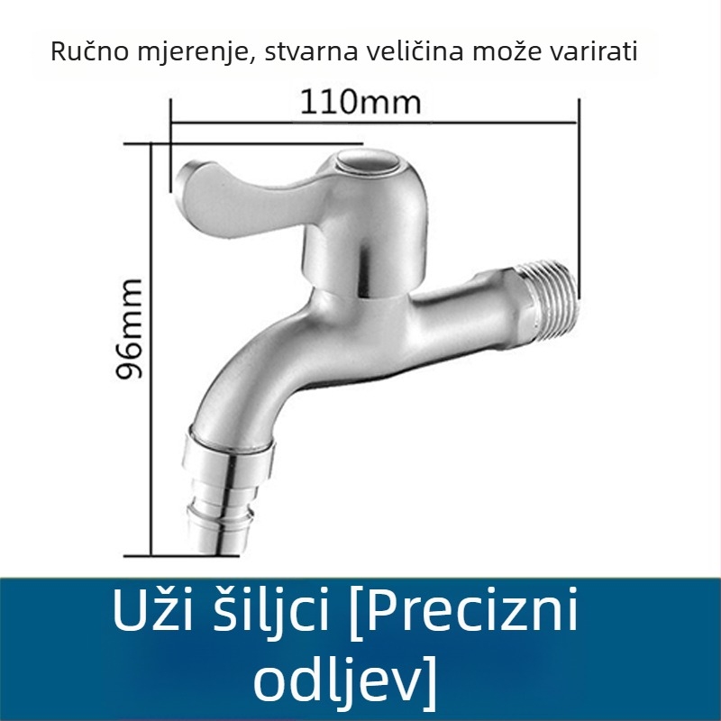 Ugradbena slavina za perilicu od nehrđajućeg čelika, keramički ventil, promjer sjedišta 20 mm, ulaz/izlaz 20 mm