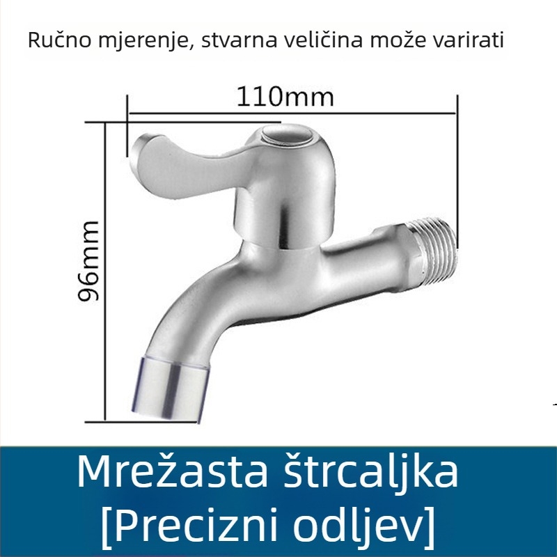 Ugradbena slavina za perilicu od nehrđajućeg čelika, keramički ventil, promjer sjedišta 20 mm, ulaz/izlaz 20 mm