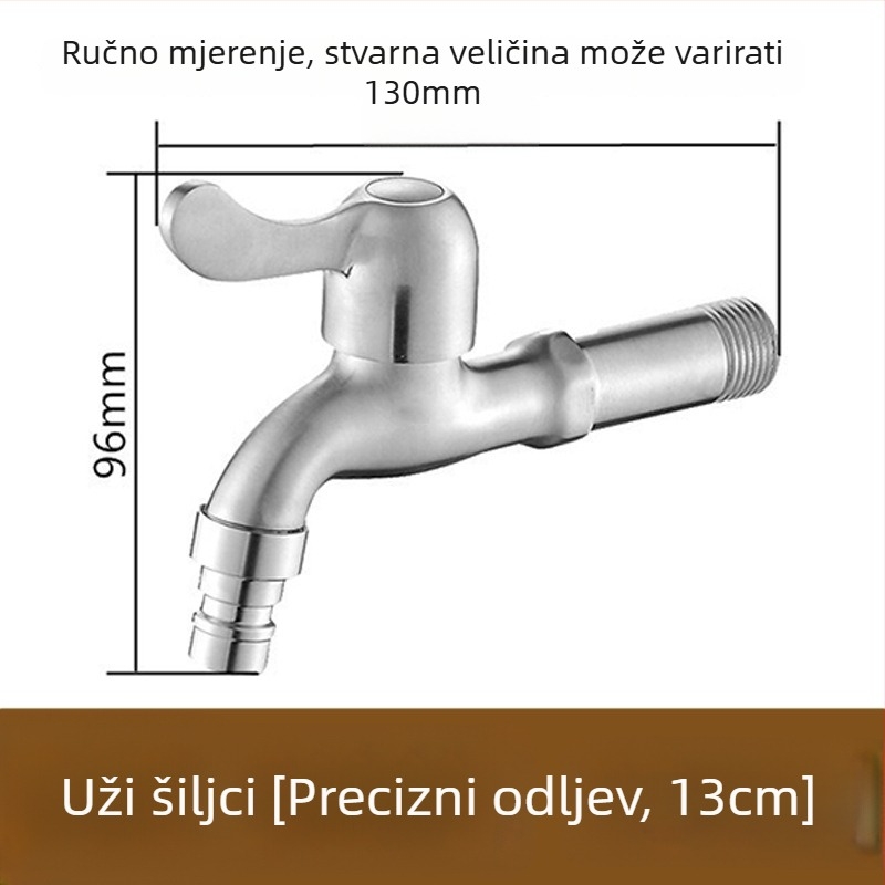 Ugradbena slavina za perilicu od nehrđajućeg čelika, keramički ventil, promjer sjedišta 20 mm, ulaz/izlaz 20 mm