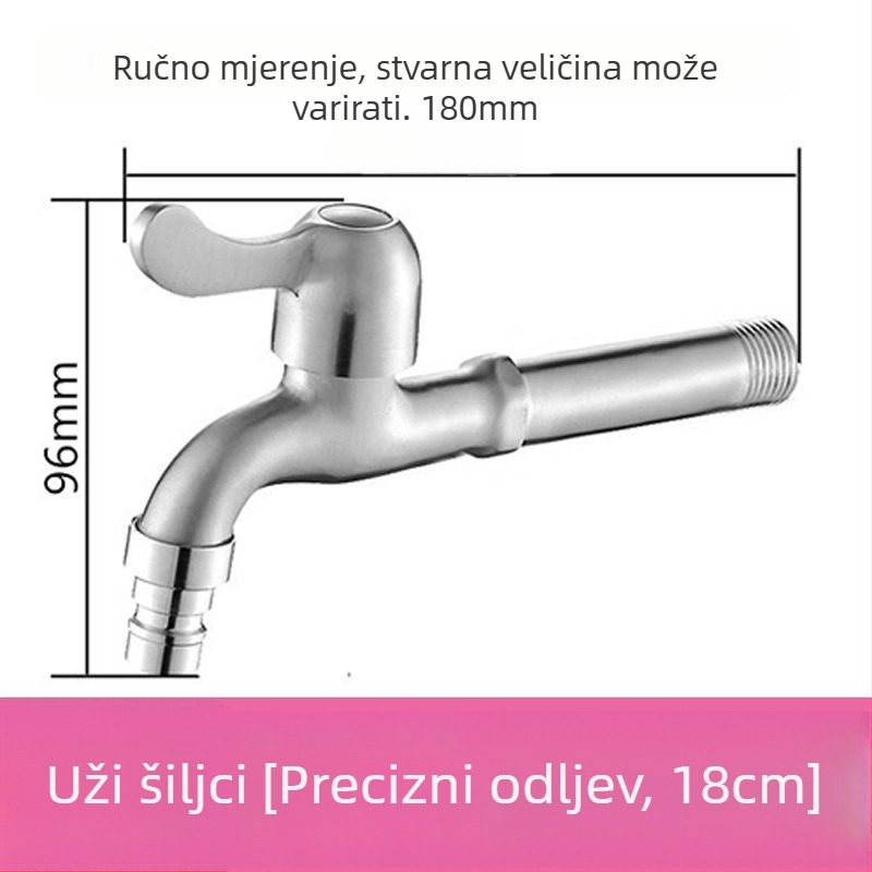 Ugradbena slavina za perilicu od nehrđajućeg čelika, keramički ventil, promjer sjedišta 20 mm, ulaz/izlaz 20 mm