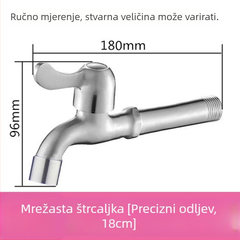 Ugradbena slavina za perilicu od nehrđajućeg čelika, keramički ventil, promjer sjedišta 20 mm, ulaz/izlaz 20 mm