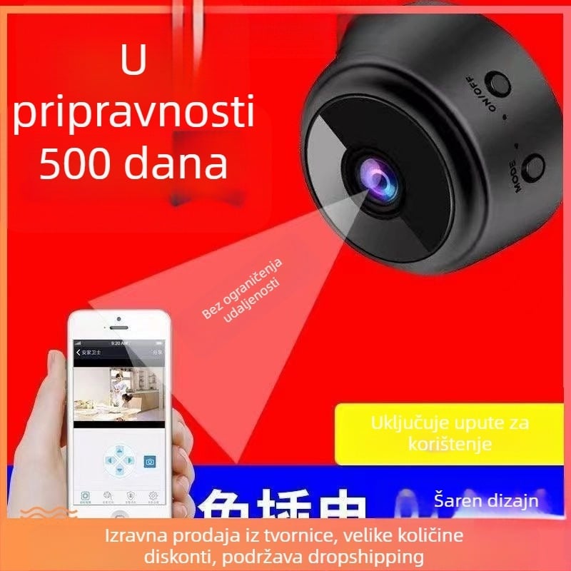 Kućna bežična kamera s HD noćnim vidom, instalacija bez alata i bez napajanja