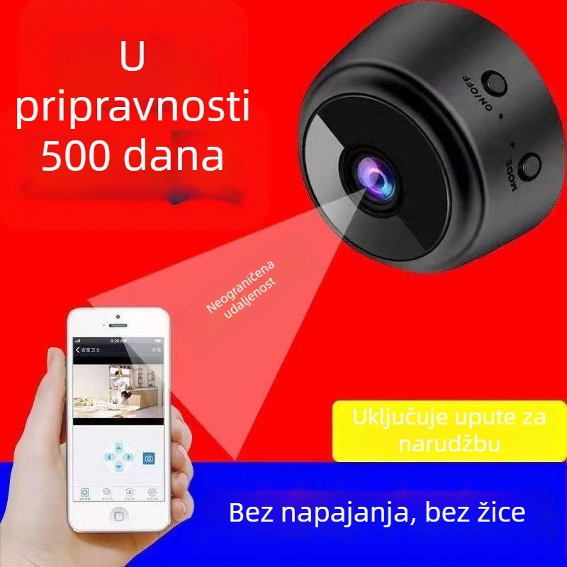 Kućna bežična kamera s HD noćnim vidom, instalacija bez alata i bez napajanja