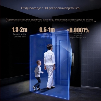 Pametna brava s otiskom prsta i prepoznavanjem lica – daljinsko otključavanje, 100 pohranjenih otisaka prstiju, >1.000.000 otključavanja, skeniranje <3 s