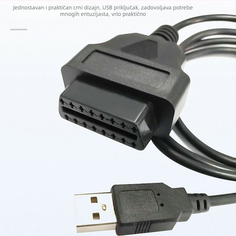 Automobilski dijagnostički alat USB-A na OBD2 ženski kabel, 12V, 80°C, Model 1MUSB AM-OBD