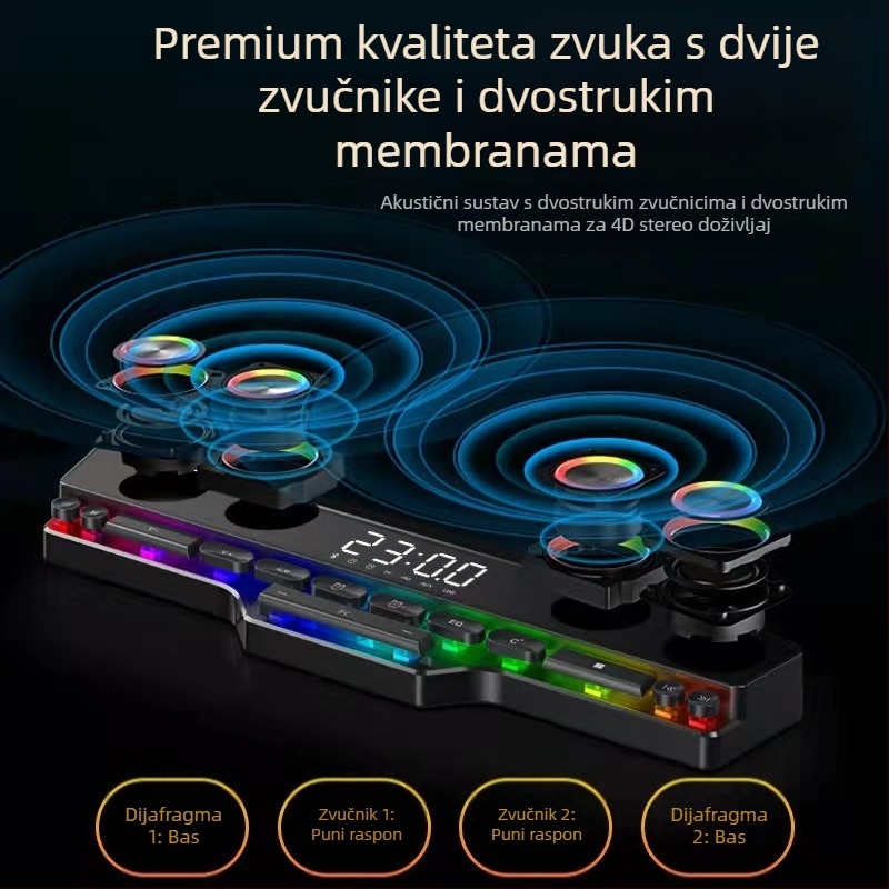 Bluetooth stolni zvučnik 20W, Bluetooth 5.0, raspon frekvencija 100 Hz-20 kHz, SNR ≥75 dB, domet 15 m